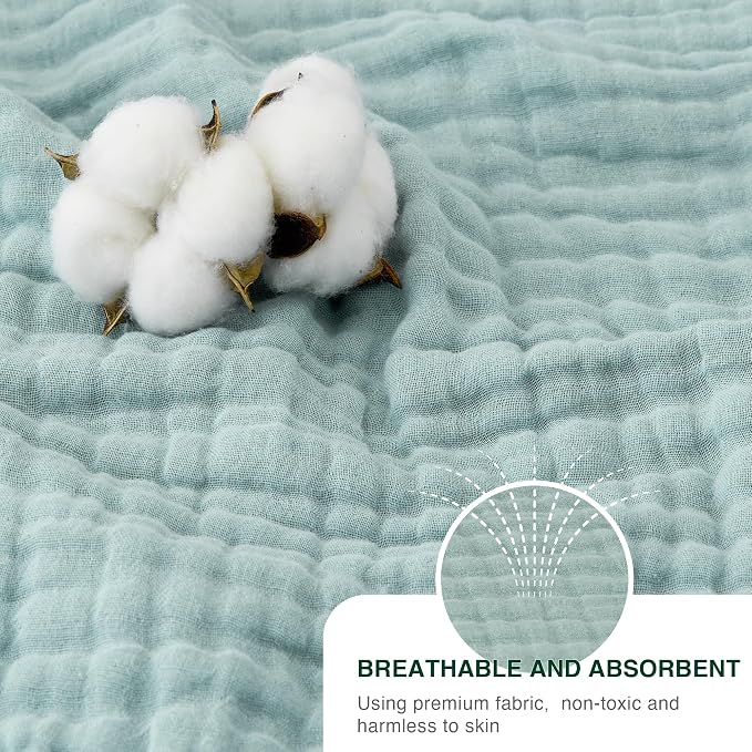 Love's cabin 100% Cotton Muslin Blanket, 6 Layer Lightweight Breathable Gauze Throw Blanket 50 x 60 Inches, Soft All Season Blanket for Couch, Bed, Sofa, Cyan
