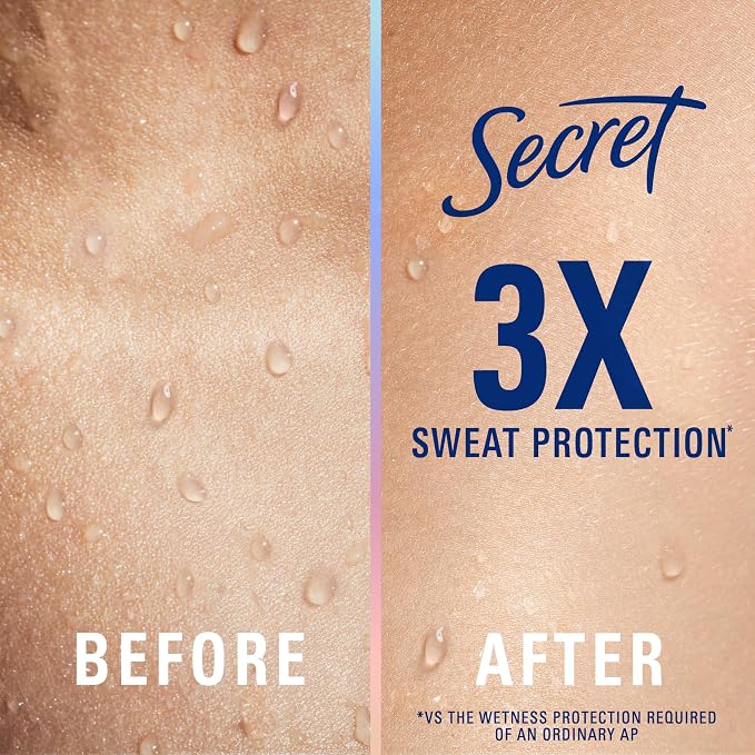 Secret Clinical Strength 100HR Sweat & Odor, Invisible Solid Antiperspirant Deodorant for Women, 3X Stress Protection with Hyaluronic Acid, PH Balanced Minerals, Shower Fresh Scent, 2.6 oz