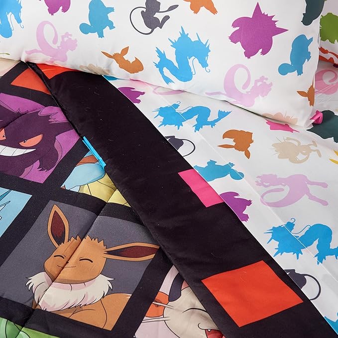 Northwest Pokemon Full Sized Bed in a Bag Set, Anime Kids Bedding, Boys and Girls Blankets Kanto Favorites