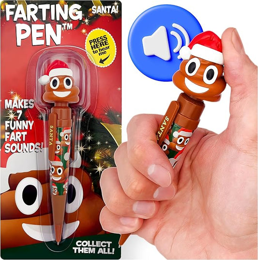 Farting Poop Pen with Multiple Funny Sounds - Perfect Halloween Games & Novelty Gift for Teens, Kids & Boys - Pen & Prank Toy for Halloween Parties, Games & Family Fun All Day (Santa)