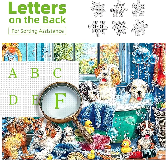 500 Piece Jigsaw Puzzles for Adults - Cute Puppies Bath Art Puzzle - Fun & Challenging Gift for Puzzle Lovers - 23x15 Inches Durable Design