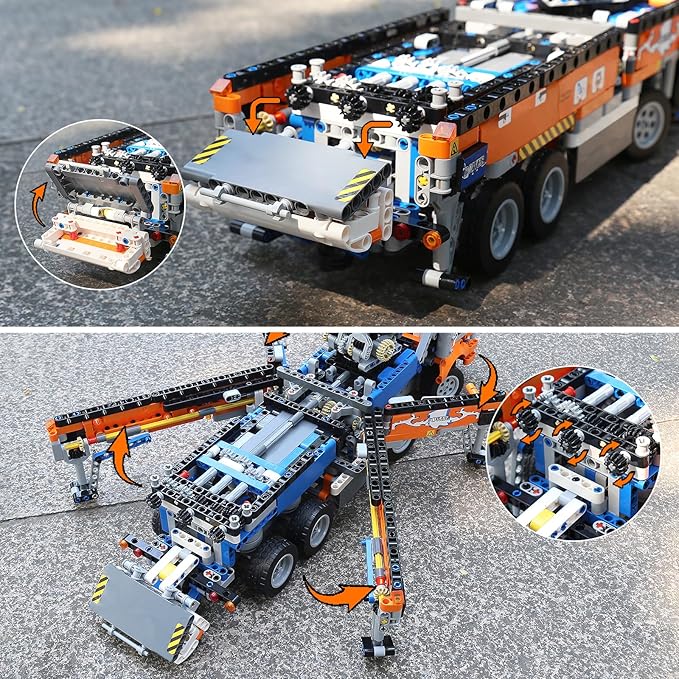 Mould King 19014 Tow Truck Building Blocks Kit, Pneumatic Concrete Pump Truck Model, Engineering Crane Toy for Adults, Collectibles Gift(2098 Pieces)