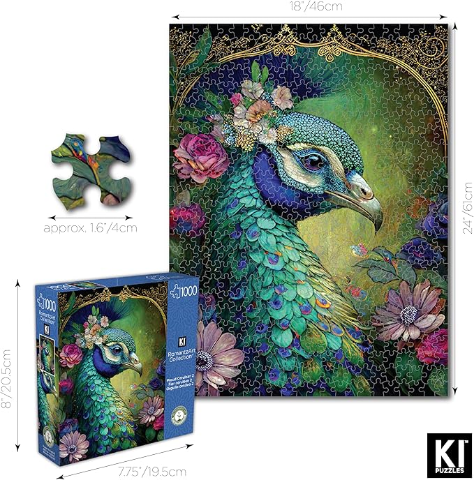RomantzArt Piece Jigsaw Puzzle for Adults – Proud Cerulean – Challenging, Hard and Vibrant Gradient Color Puzzle, Gift for Puzzle Lovers, Brain Teaser Home Décor