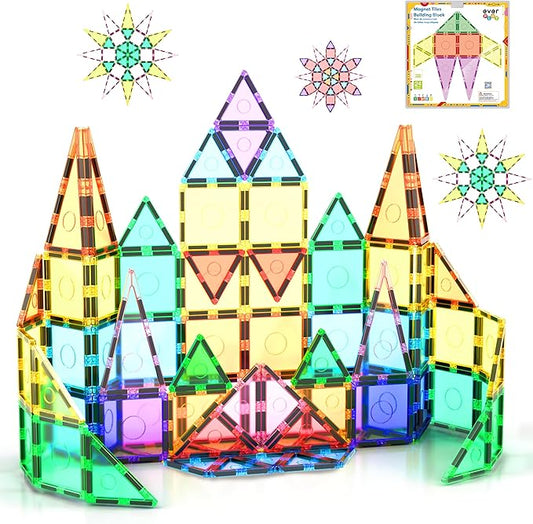 24 Piece Magnetic Tile Building Blocks for Kids Pretend Play STEM Educational Learning Preschool Toys Magnet Tiles Stacking Block Creative Playset for Toddlers Boys Girls Ages 3 and up EB24
