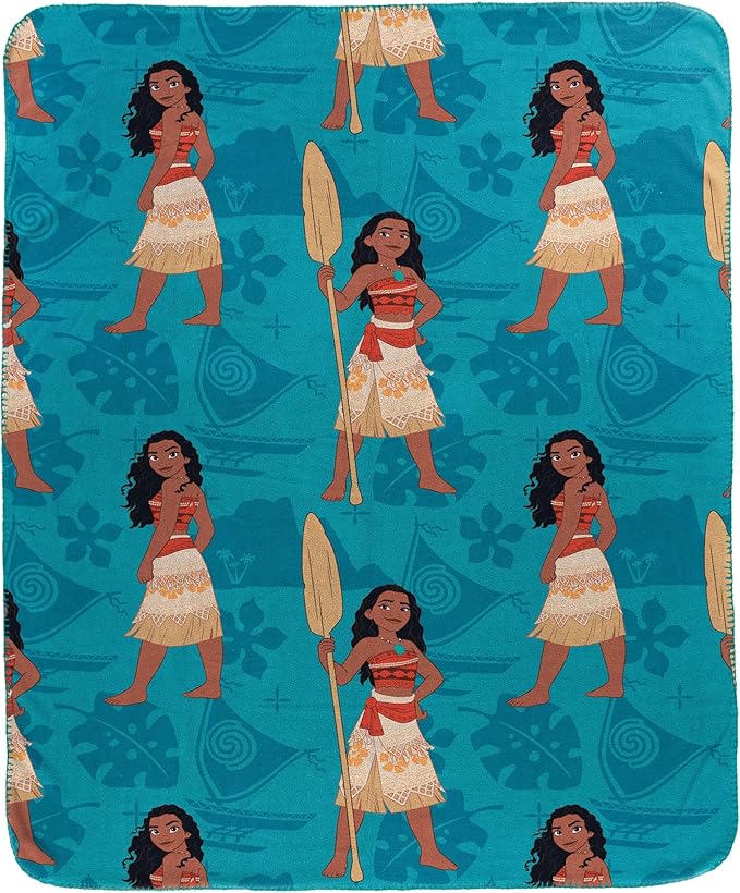Jay Franco Kids Plush Throw Blanket – Soft & Cozy Fleece Throw for Bedroom & Couch Décor, Official Licensed Product, Teal - Moana, 40x50 - Travel Blanket