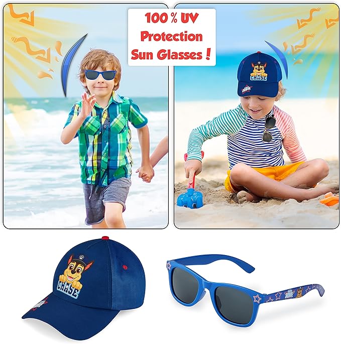 Paw Patrol Baseball Cap and Kids Sunglasses - Boys Sun Hat & UV400 Sunglasses for Kids Summer Set