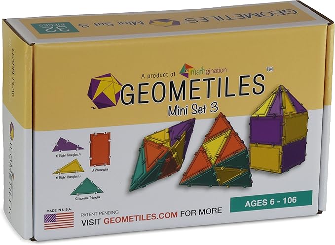 3D Building Set for Learning Math, Includes Many Online Activities,32-pc, Made in USA (Triangle/Rectangle)
