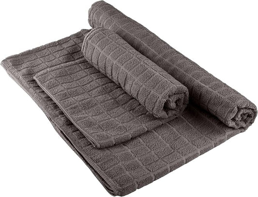Yoga Mat Towel and Gym Towel Set - 2-Piece Non Slip Set for Hot Yoga, Pilates, and Gym - 72” x 24” Sweat Absorbent and Quick Drying Blanket with Corner Pockets for Mats by Wakeman (Gray)
