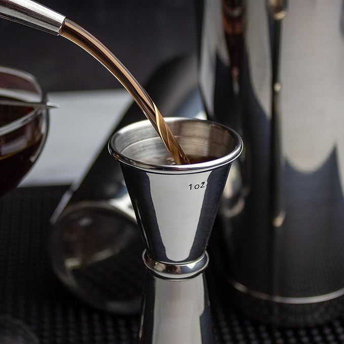 Japanese Jigger: 1oz 2oz Stainless Steel Double Cocktail Jigger with Measurements Inside – Measuring Tool for Bartenders