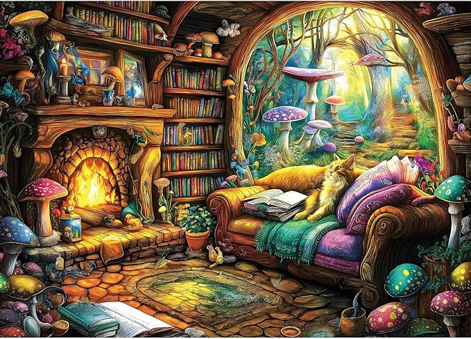 Blueforest 1000 Piece Jigsaw Puzzle for Adults, Enchanting Fantasy Forest Mushroom Landscape Puzzle Hard Impossible Difficult Challenging Family Puzzles for Adults Perfect for Game Nights