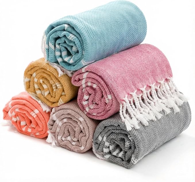 6 Pack Beach Towel Oversized, 71 * 36’’ Cruise Quick Dry XL Beach Towels for Cruise Pool Yoga Gym Vacation Gift, Lightweight Absorbent Sandproof Large Beach Essentials, Cotton Blend