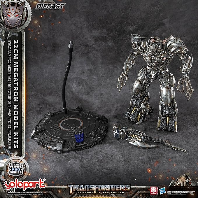 YOLOPARK Megatron Transformers Toys Revenge of The Fallen Action Figure - Diecast Version,AMK PRO Series 8.66 Inch Highly Articulated Transformers Model Kit for Ages 15 and Up,No Converting