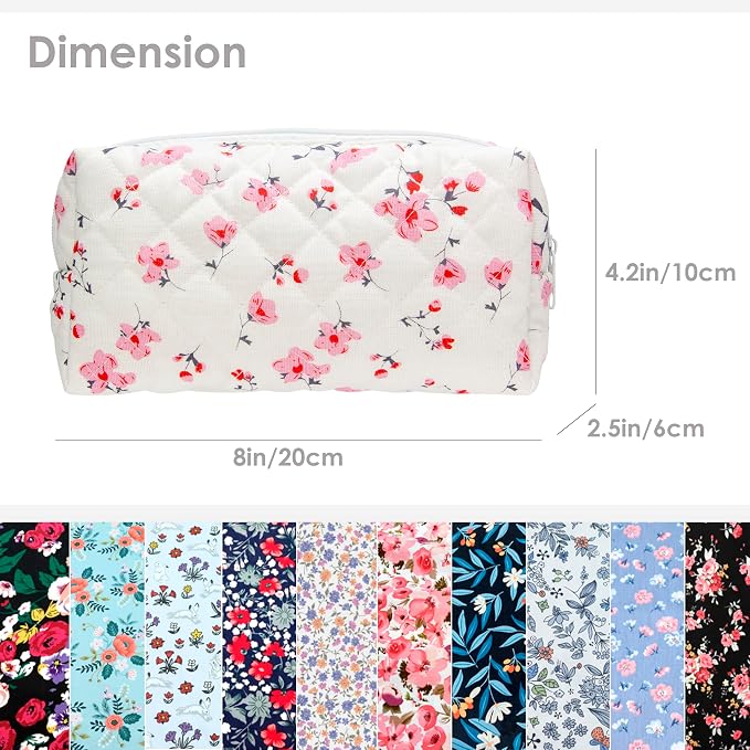 PAZIMIIK Small Quilted Makeup Bag,Zipper Cosmetic Pouch,Myrtle Pink | Lightweight Cosmetic Bag Organizer for Women,Purse Storage Holds Makeup,Toiletries,Skincare,Beauty Essentials,Travel Items