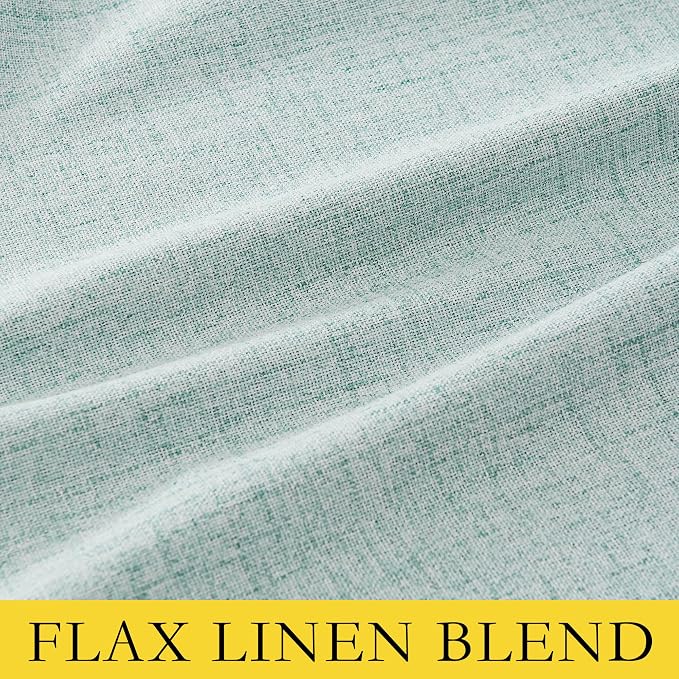 NICETOWN 100% Absolutely Blackout Linen Curtains with Thermal Insulated Liner, Seafoam Green, 42" Wide, 54" Length Energy Saving Curtains for Dining Room 2 Panels Set, Vertical Blinds