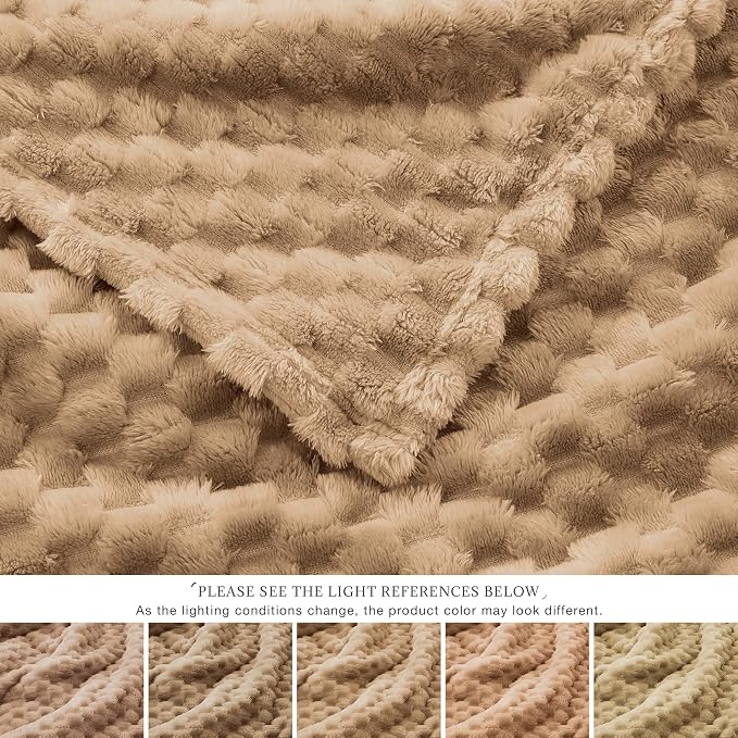 EXQ Home King Size Blanket for Bed or Couch - 3D Imitation Turtle Shell Jacquard Decorative Fleece Blankets - Cozy Soft Lightweight Fuzzy Flannel Blanket Suitable for All Seasons(90"×108",Brown)
