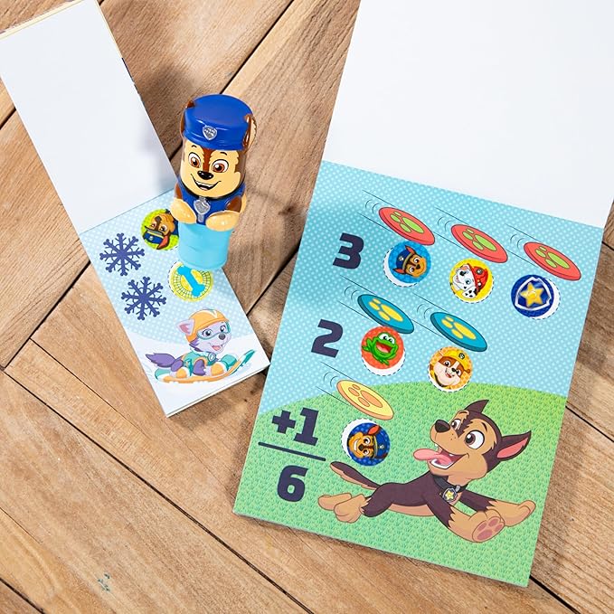 Melissa & Doug Sticker Wow!™ PAW Patrol Chase Bundle: 24-Page Activity Pad, Sticker Stamper, 500 Stickers, Mini Pad, Arts and Crafts Fidget Toy Collectible Character