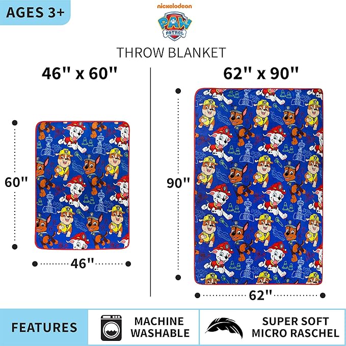 Franco Kids Bedding Super Soft Plush Throw Blanket, 46 in x 60 in, Paw Patrol