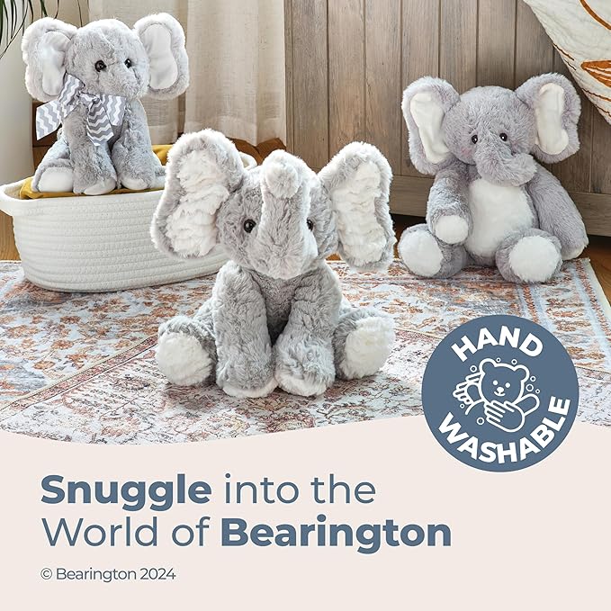 Bearington Collection Dinky Plush Stuffed Elephant for Baby - 11-Inch Stuffed Animal