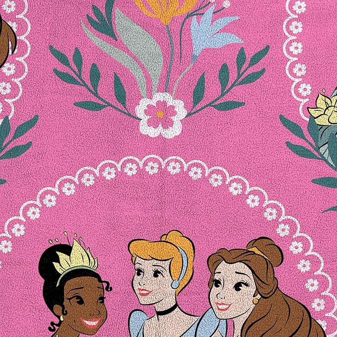 Jay Franco Kids Plush Throw Blanket – Soft & Cozy Fleece Throw for Bedroom & Couch Décor, Official Licensed Product, Pink - Princess, 40x50 - Travel Blanket
