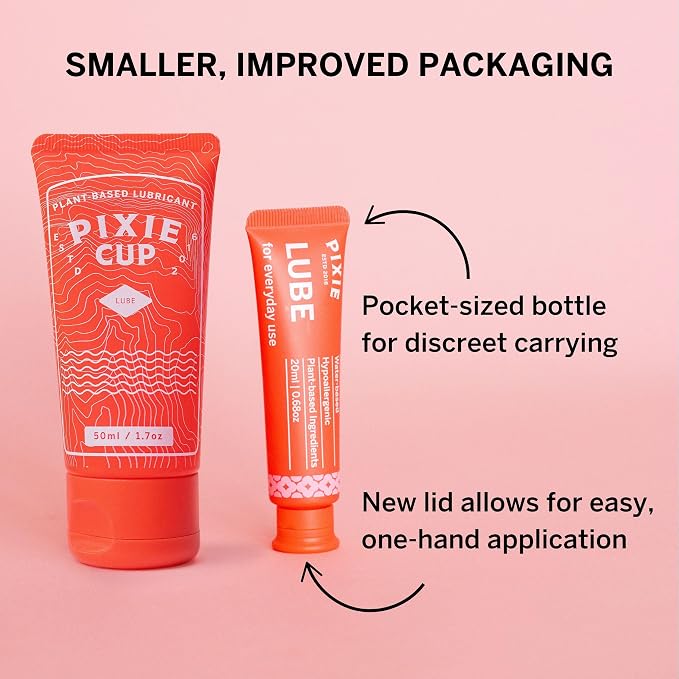 Pixie Menstrual Cup Lube for Feminine Care - Make it Easy to Insert Your Period Cups - All Natural Water Based Lubricant - Very Useful for Menstrual Disc Users - TSA Approved (20 ML)