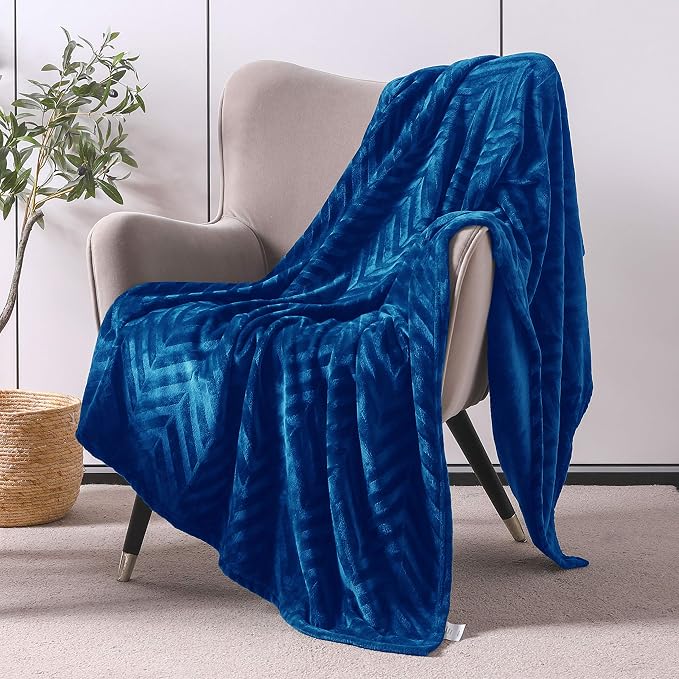 Whale Flotilla Flannel Fleece Throw Blanket for Couch Sofa Bed, Soft Velvet Lightweight Throws Plush Fluffy Chevron Design Decorative Blankets for All Season, 50x60 Inch, Royal Blue | Lightweight Breathable Soft Sofa Throws, Plush Fluffy Chevron Design...