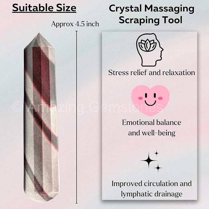 Amazing Gemstone Narmada Shiva Lingam Crystal Wand Massage Stick - Pelvic Wand Gua Sha for Adults - Crystals and Healing Stones Massage Wands for Adults Gifts (Pointed)