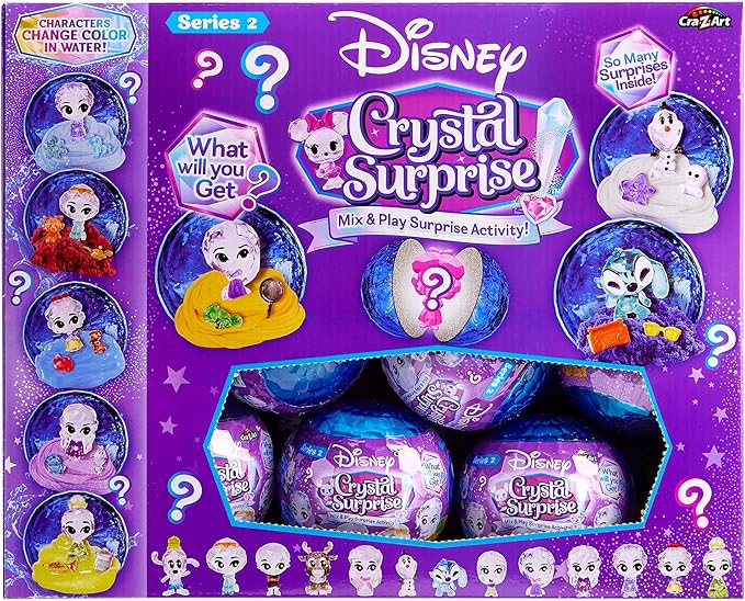 Disney Crystal Surprise 16 Pack Bundle: Series 2 Surprise Blind Mini Figures with Accessories & Activity Compound, Perfect for Party Favors & Mystery Unboxing Fun