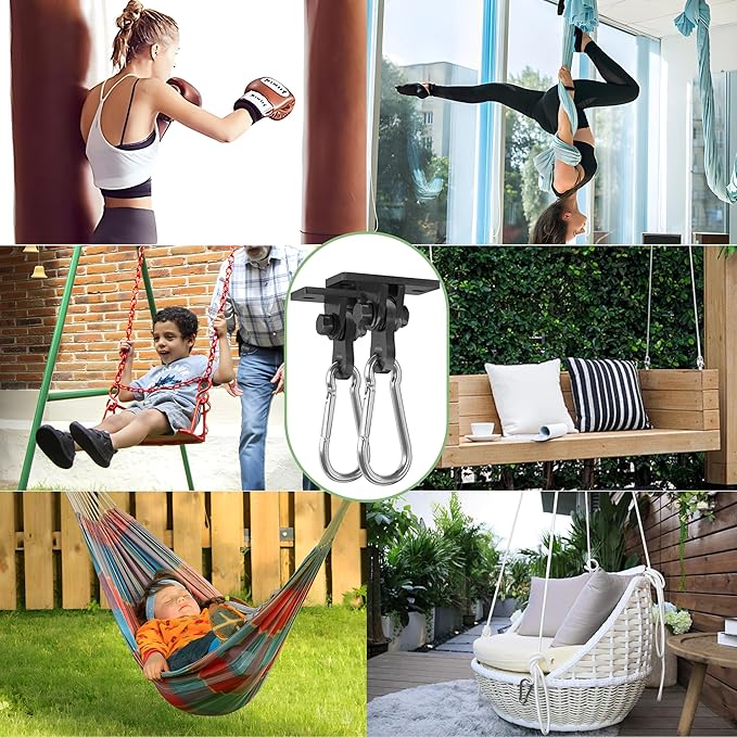 VivaZen Heavy Duty Swing Hangers 304 Stainless Steel（Plus），Over 5000 lb Capacity Includes Screws & Bolts - 2 Pack for Indoor/Outdoor Playground, Porch, Trapeze, Hammock Chairs & Swing Sets (2 Pack)