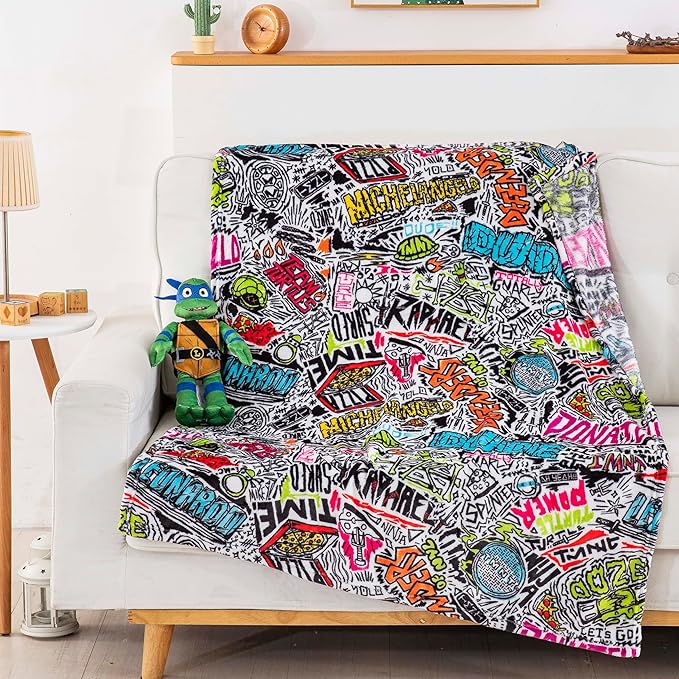 Northwest Teenage Mutant Ninja Turtles Character Hugger Pillow & Silk Touch Throw Blanket Set, 40" x 50", Sketched Out