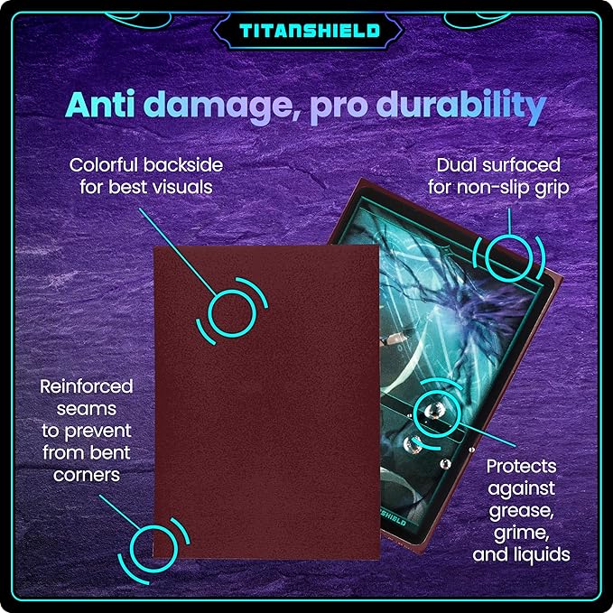 TitanShield Premium Card Sleeves | Compatible with Pokemon, One Piece, Lorcana, Flesh & Blood, & Magic The Gathering MTG | (150 Sleeves - Standard) (1, Bordeaux Red, Standard | 66x91mm)