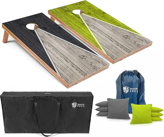 Tailgating Pros Lightweight Pyramid Design Cornhole Board Set w/Bean Bags and Carrying Case - 4'x2' Regulation Cornhole Game