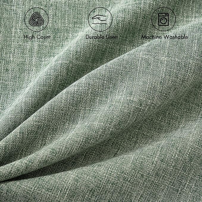 MIULEE Pack of 2 Decorative Linen Burlap Textured Pillow Covers Farmhouse Boho Accent Pillowcases Spring Home Decor for Couch Sofa Bedroom Living Room 20x20 Inch Sage Green
