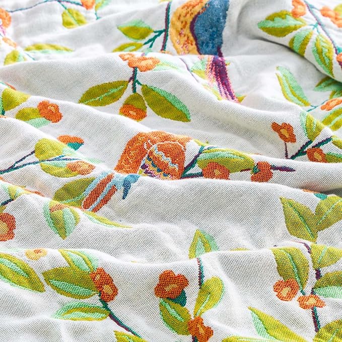 XIBLC Boho Throw Blanket for Bed, 100% Cotton Soft Rustic Quilt Fall Blanket, 90"x98" Floral Printed Farmhouse Decor Bed Blankets, All Season Rustic Reversible Bohemian Throw Quilt