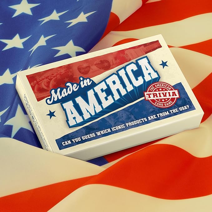 Bubblegum Stuff Made in America - True Or False Trivia Game - Test Your USA Know How - Guess The Origins of Products - Get The Most Cards - 56 Flashcards - 4.9 x 3.2 in