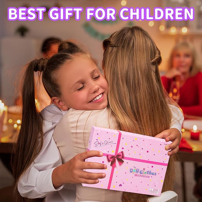 Style Shine 70 Pcs Doll Clothes and Accessories,2 Wedding Gown 6 Fashion Dresses 2 Set Casual Outfits 1 Top 1 Pant Bikini 1 Swimsuit,20 Hanger 10 Shoe 27 Accessories Toys for Girls Kids Birthday Gift