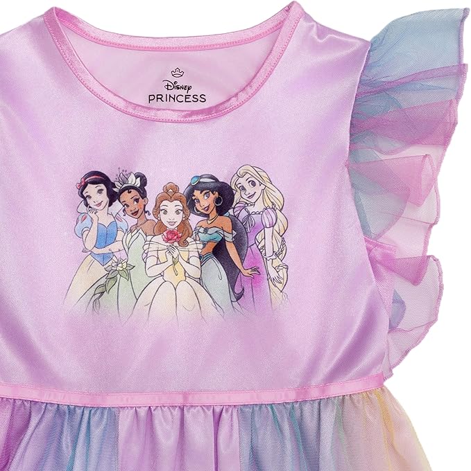 Disney Girls' Princess Dress Nightgown, Fantasy Gown, Soft & Cute Pajamas for Kids
