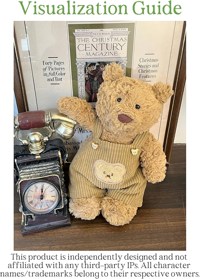 9-12''/30cm Plush Toy Bib-Style Pajama Set + Bear Romper for Chubby Teddy Bears & Bartholomew Bears(NO Doll)