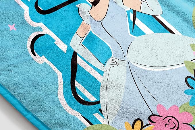 Jay Franco Kids Plush Throw Blanket – Soft & Cozy Fleece Throw for Bedroom & Couch Décor, Official Licensed Product, Blue - Disney Princess Cinderella, 40x50 - Travel Blanket