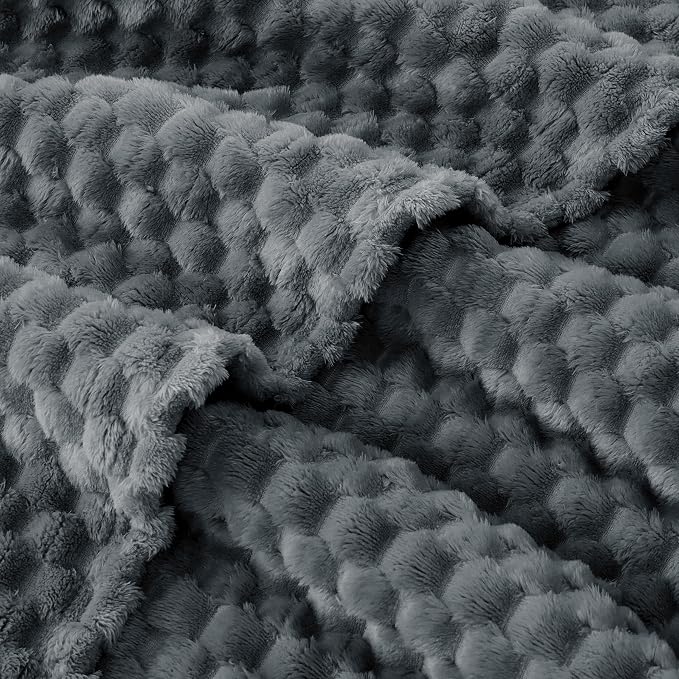 EXQ Home Gentle Soft Fleece Throw Blanket – Cozy Lightweight 3D Imitation Turtle Shell Jacquard Blanket for Couch Bed – All-Season Warm Fuzzy Flannel Blanket for Women Mom Gifts(60"x80",Charcoal Grey)