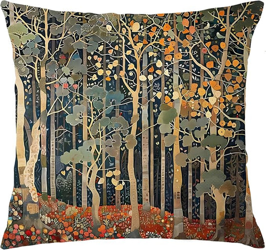 Rustic Autumn Forest Pillow Covers 20x20 Double-Sided, Fall Home Room Decor, Vintage Botanical Nature William Morris Inspired Decorative Throw Pillow Covers for Home Bedroom Living Room