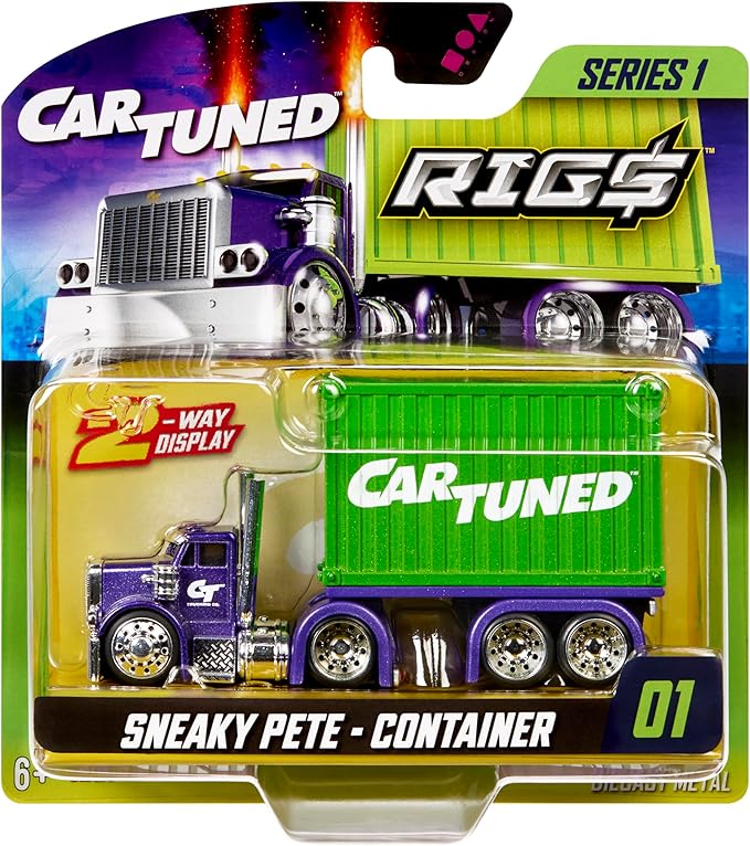 CarTuned™ Rig$ Container Case- Sneaky Pete, Purple and Green DieCast Truck, Style 2