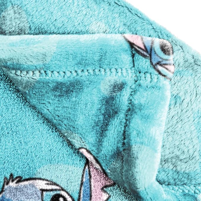 Jay Franco Plush Throw Blanket – 46" x 60" Inch Cartoon Kids Soft & Cozy Fleece Throw for Bedroom & Couch Décor, Official Licensed Product, Blue - Lilo & Stitch