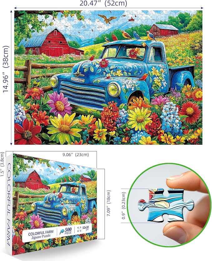 500 Piece Jigsaw Puzzle for Adults & Kids - Songbirds on The Farm - Eco-Friendly Recycled Cardboard Large Piece Puzzle - Perfect Family Activity & Gift Idea for Friends and Seniors 23x15 Inch