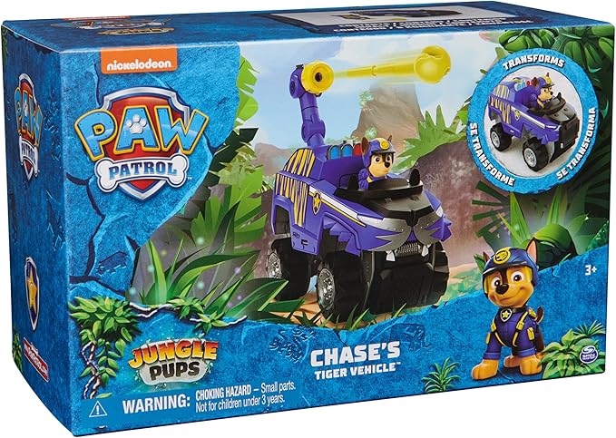 Paw Patrol Jungle Pups, Chase Tiger Vehicle, Toy Truck with Collectible Action Figure, Kids Toys for Boys & Girls Ages 3 and Up