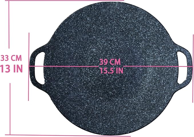 13" Korean Grill Pan with Silicone Mitts - Lightweight Non-Stick Aluminum BBQ Griddle for Indoor & Outdoor Cooking, 6-Layer Coating, Works on Induction Gas Electric Stovetops
