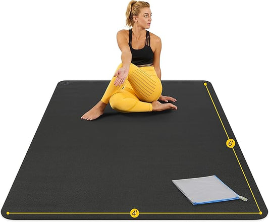 Large Yoga Mat 6'x4'x8mm Extra Thick, Durable, Eco-Friendly, Non-Slip & Odorless Barefoot Exercise and Premium Fitness Home Gym Flooring Mat by ActiveGear