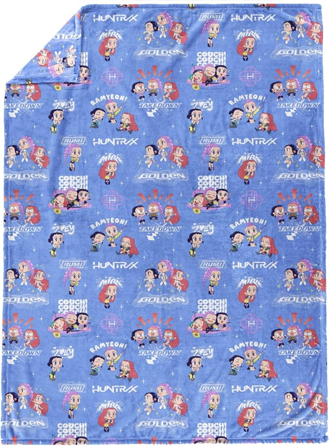 Jay Franco Kids Plush Throw Blanket – Ultra Soft Cozy Plush Fleece for Bed, Couch, Sofa, Home Décor, Official Licensed Huntrix, Purple - Kpop Demon Hunters, 60x90 - Large Blanket