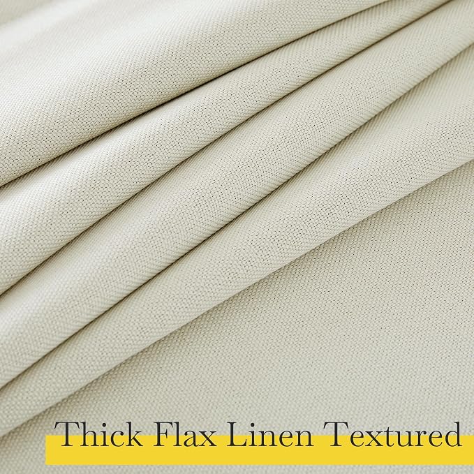 NICETOWN Faux Linen 100% Blackout 108 inch Curtains for Bedroom, Silver Grommet 2 Layers with White Liner Window Treatments Sound Reducing Drapes for Living Room, Natural, W52 x L108, 2 Panels