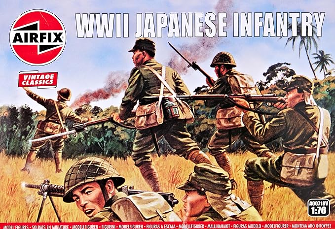 Airfix Mini Army Figures - A00718V Japanese Infantry - Military Figurines, Plastic Soldiers for Adults & Children 14+, Sets Includes 48 Unpainted Soldier Toys - War Games Miniatures