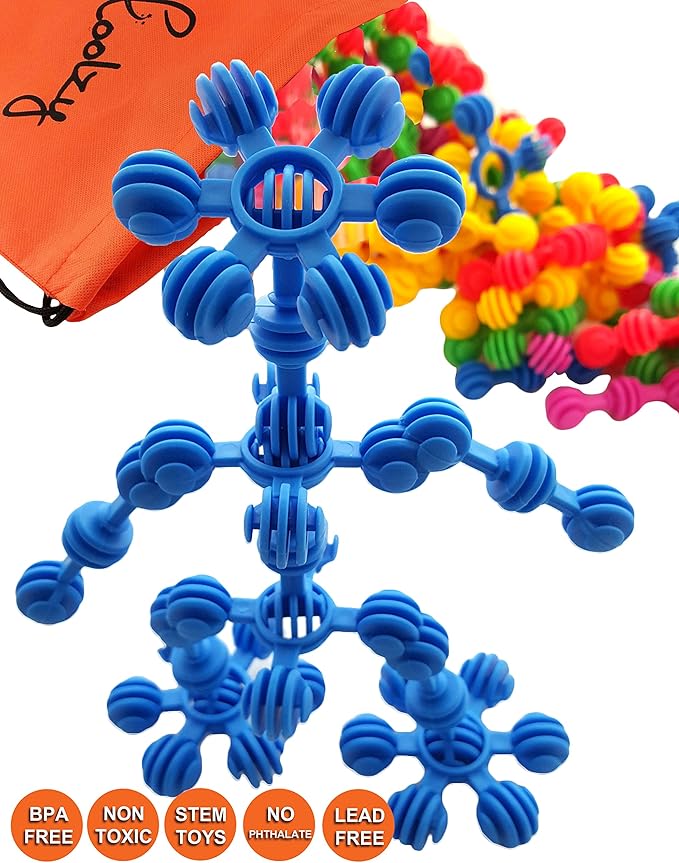 Skoolzy Rainbow Star Flex 90 Pc STEM Set – Preschool Tinker Kit for Kids 5+ with eBook